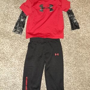 Under Armour Kids Red and Black Joggers